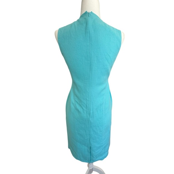Talbots Petites Irish Linen Aqua Blue Sheath Dress 2P Sleeveless Lined - Picture 4 of 9